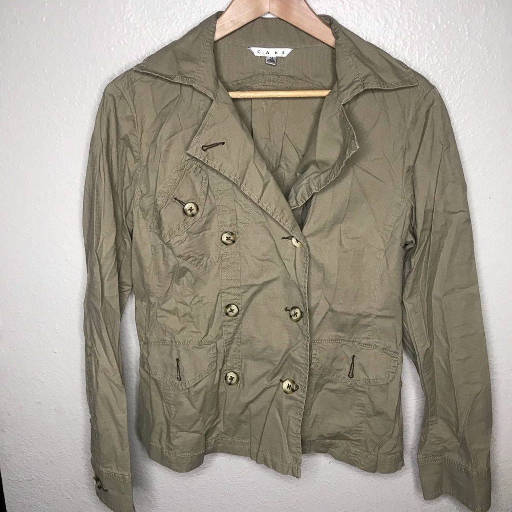 CAbi Olive Tan Green Blazer Jacket